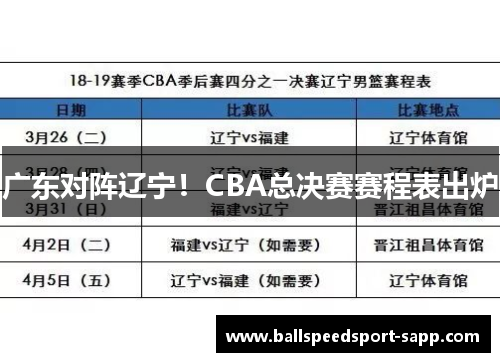 广东对阵辽宁！CBA总决赛赛程表出炉